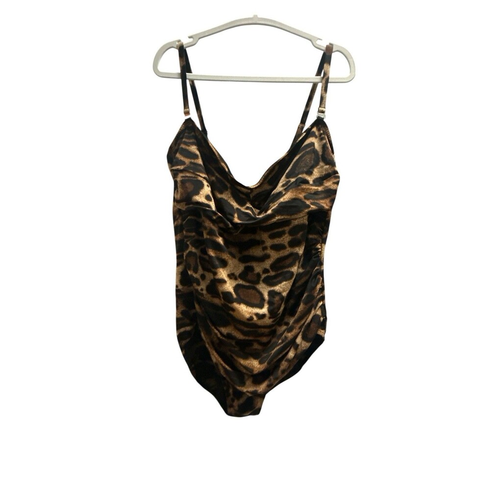 CHI by Falchi Shape FX Leopard One Piece Swimsuit Ruched 22W NWT